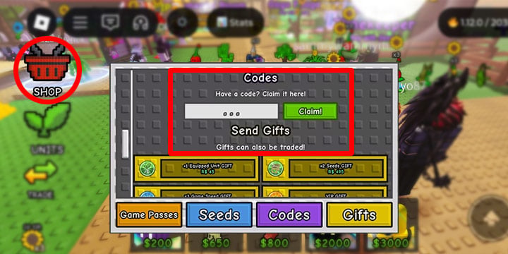 Redeem code interface overvew