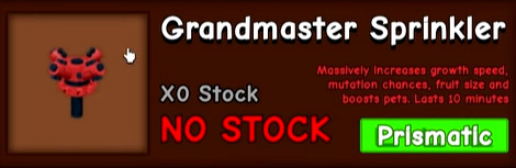 Grow a Garden Grandmaster Sprinkler Overview