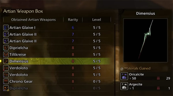Reinforce/Dismantle Artian Weapons