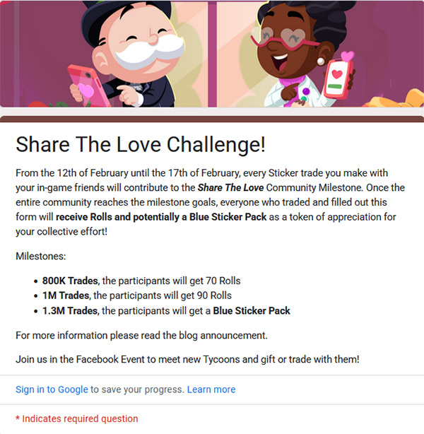 Share The Love Event 2 Question Form Overview