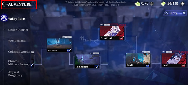 Adventure Menu Overview