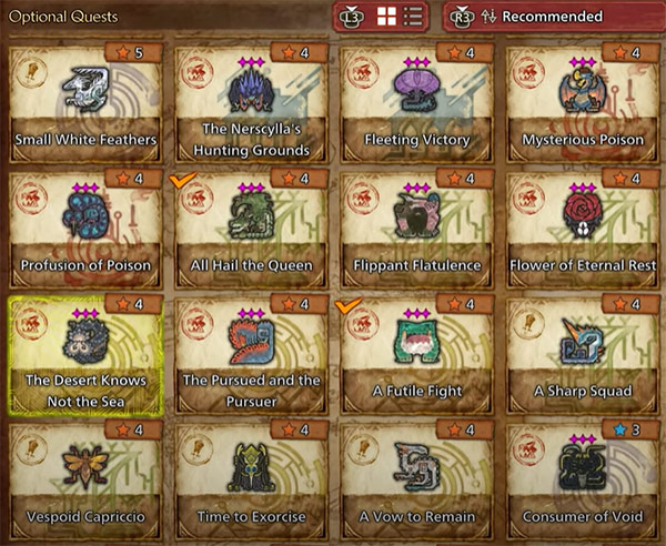 Optional Quests Overview
